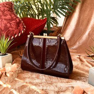 LIZ CLAIBORNE Burgundy Snake Print Petite Handbag